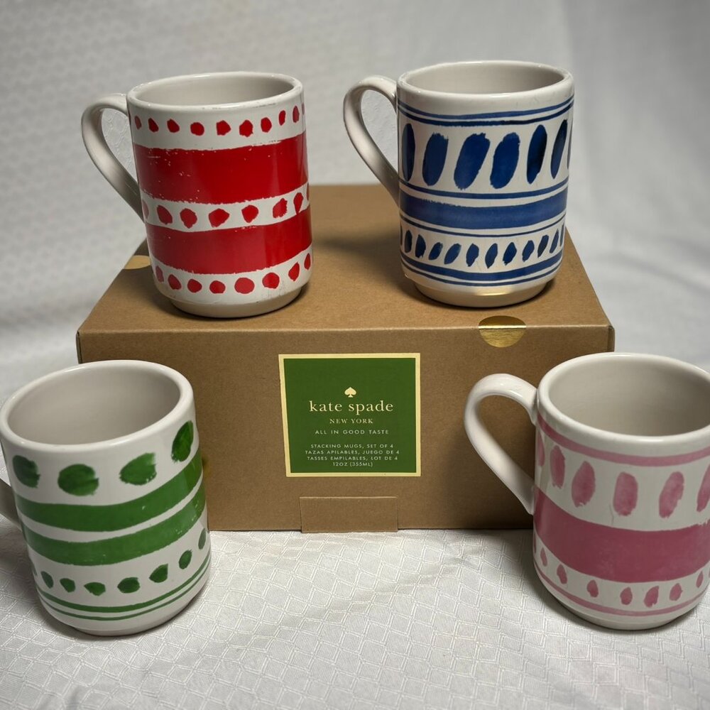 Kate Spade All in Good Taste stacking 12 oz mugs